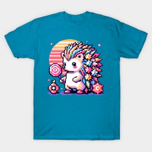 Pixel Art 8 bit Hedgehog with Lolly T-Shirt